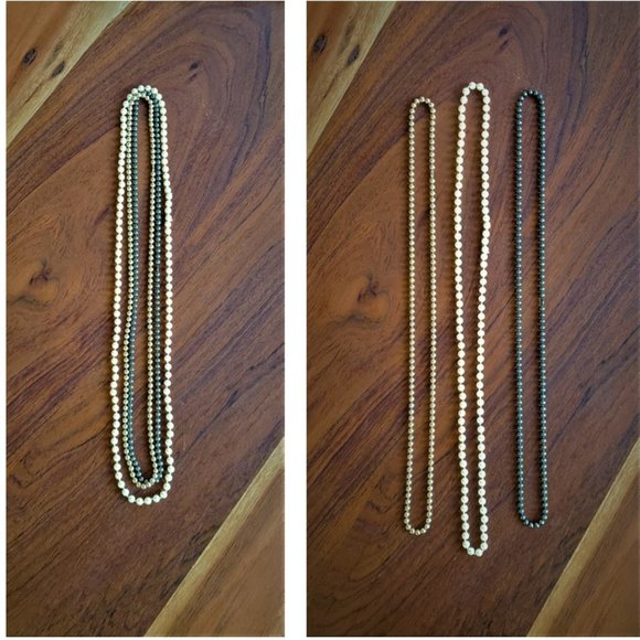 Set of 3 Necklaces: Pearl, Gold & Gunmetal - Picture 2 of 10